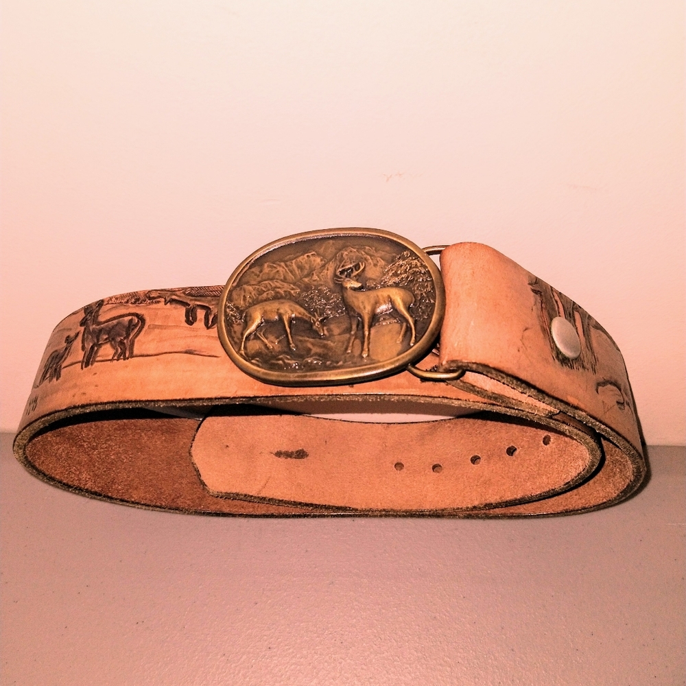 29"-34" men's Boys leather belt brass belt buckle